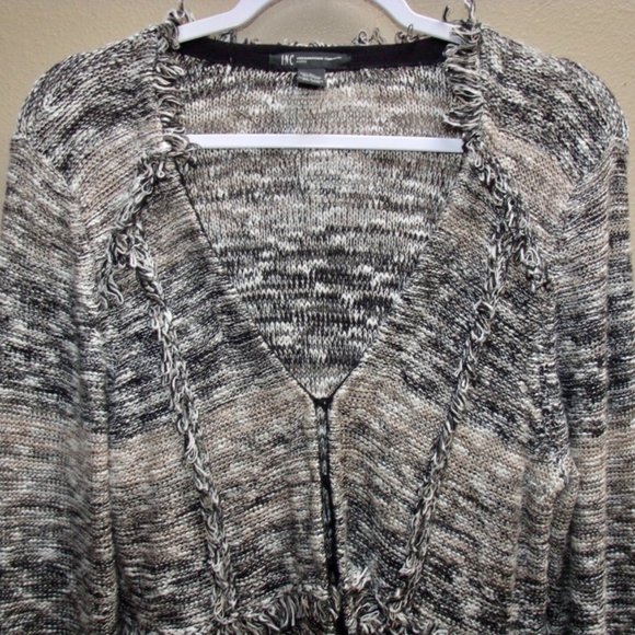 INC International BROWN & TAN CARDIGAN SWEATER Ruffled Detail - Picture 5 of 6